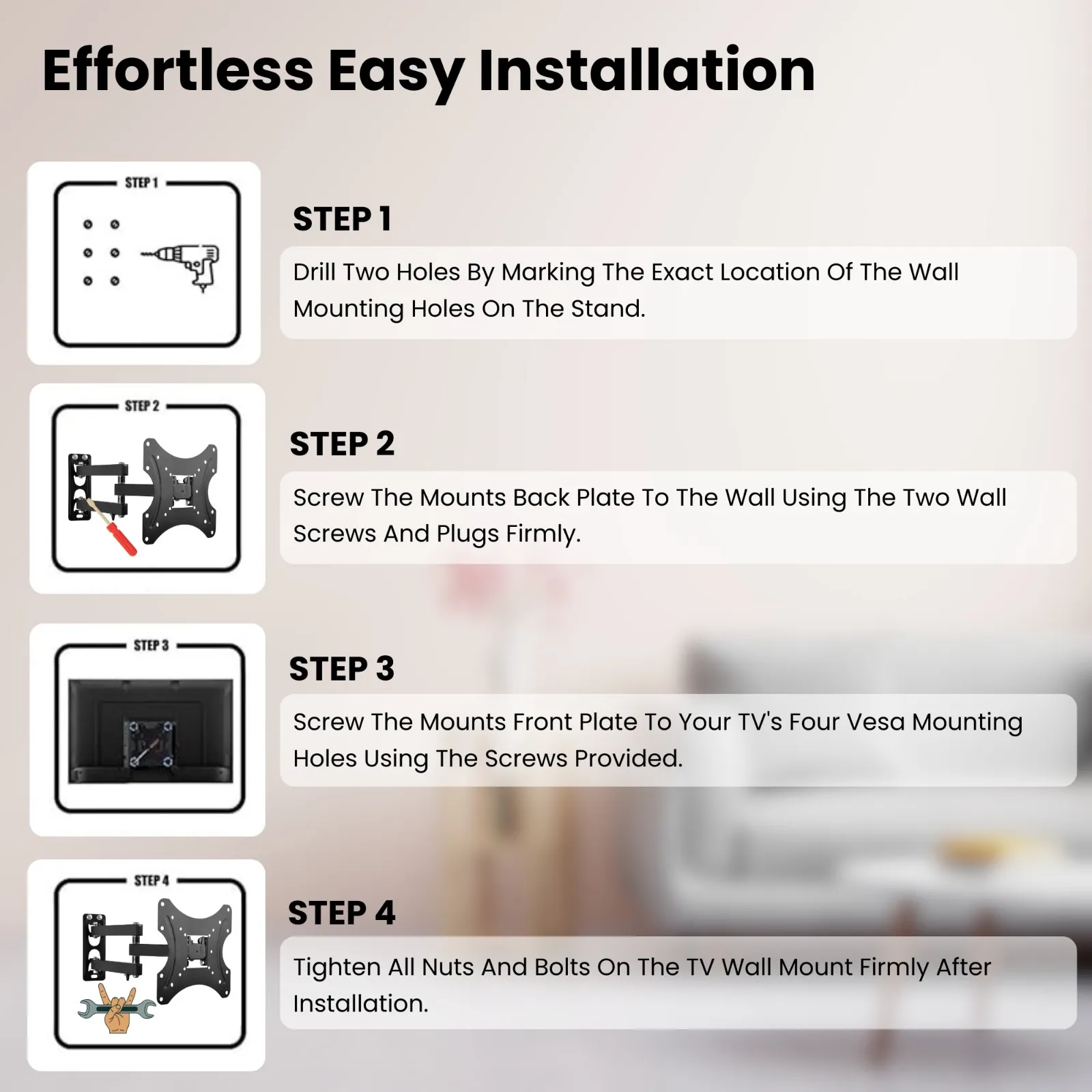 Wall Mount Kit 17" To 42" | Moveable and Adjustable view 6